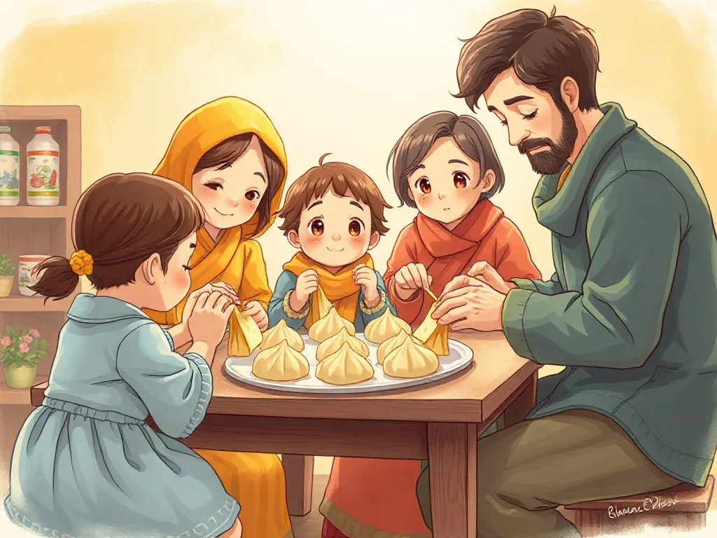 A Different Kind of Perfect - Family and neighbors folding dumplings together