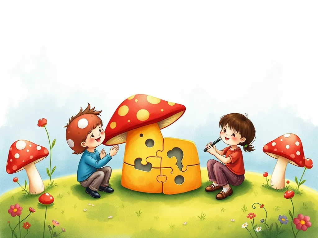 Alex and the Whispering Woods: A Rainbow Berry Adventure - Friends solving the musical mushroom puzzle