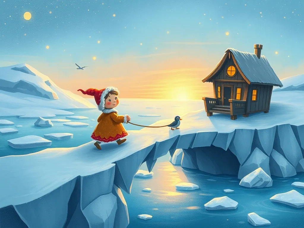 Bella's Brave Climb - Bella inching across the icy bridge