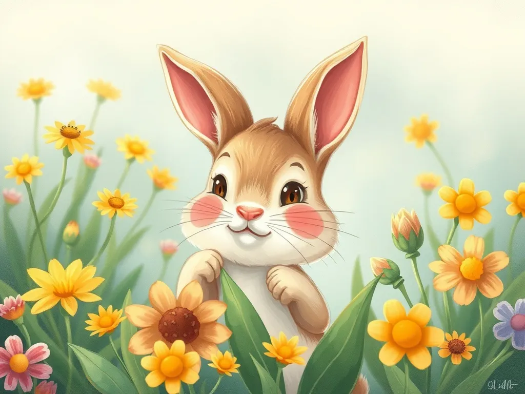 Benny Bear's Sharing Adventure - Benny peeking shyly from behind flowers
