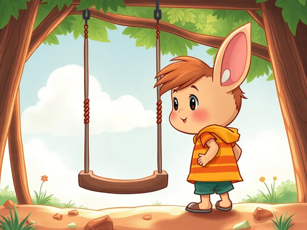Benny Bunny's Playground Surprise - Benny gazing toward the swings with determination growing