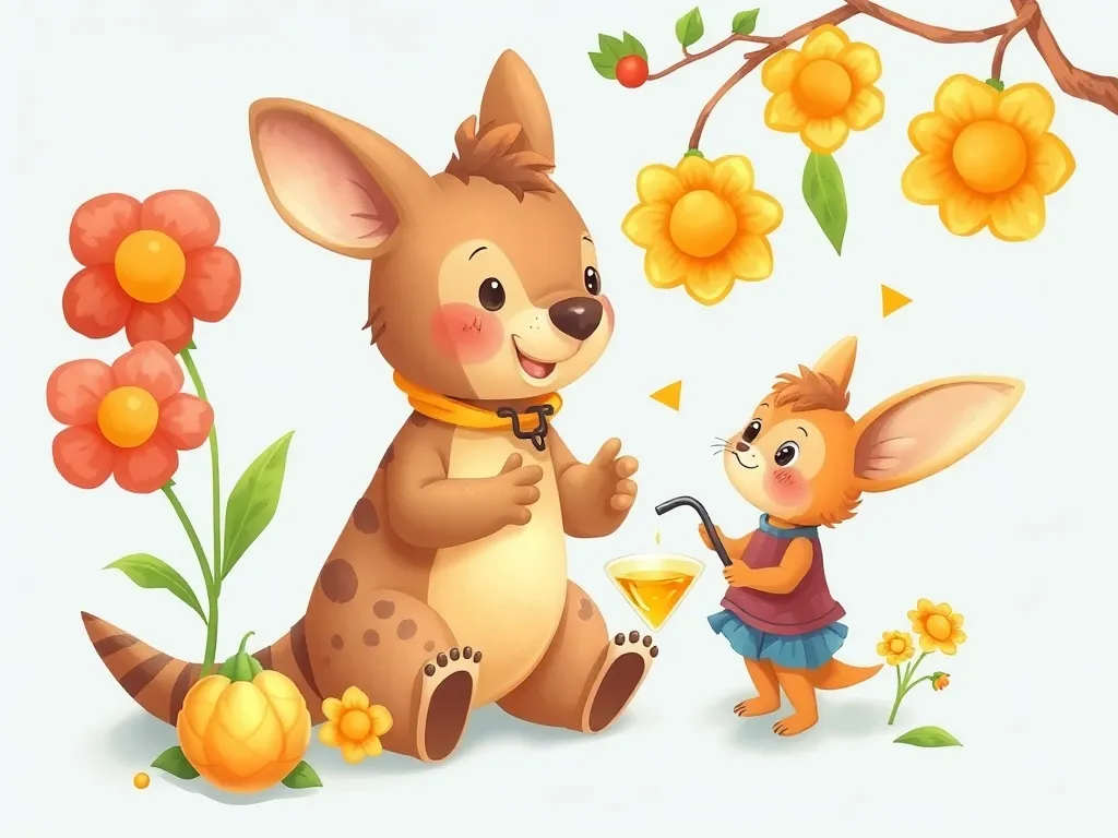 Benny's Buzzing Friend - Tiny Zip demonstrating nectar gathering to fascinated Benny