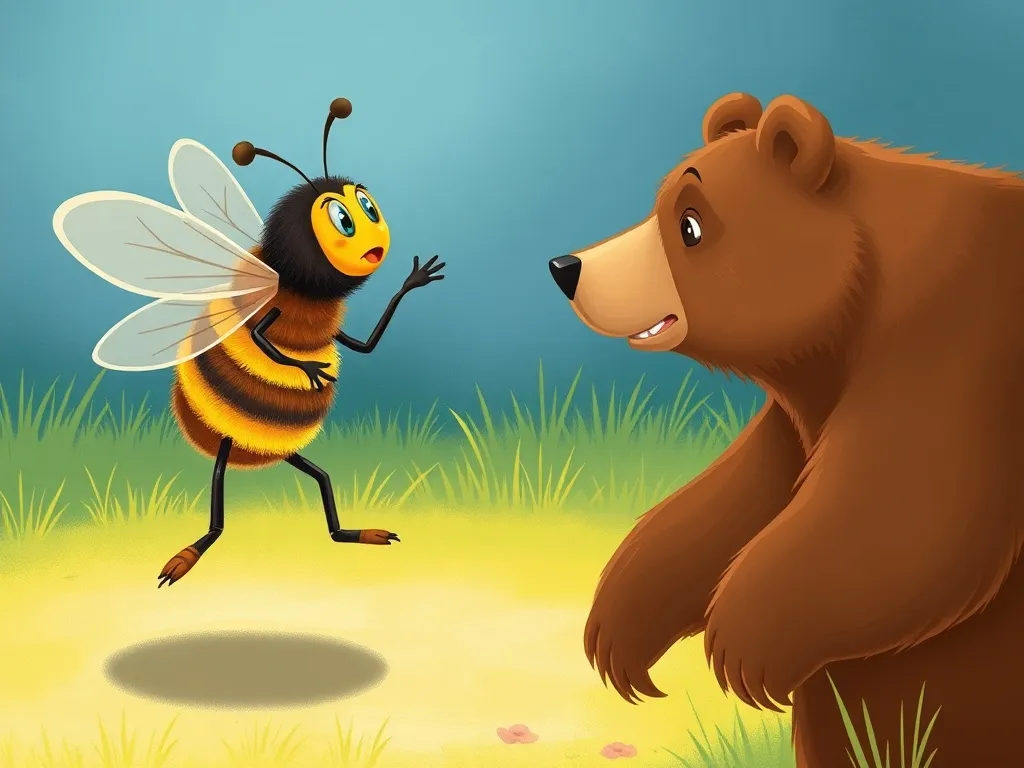 Benny's Buzzing Playground Discovery - Bee demonstrating waggle dance while bear watches intently