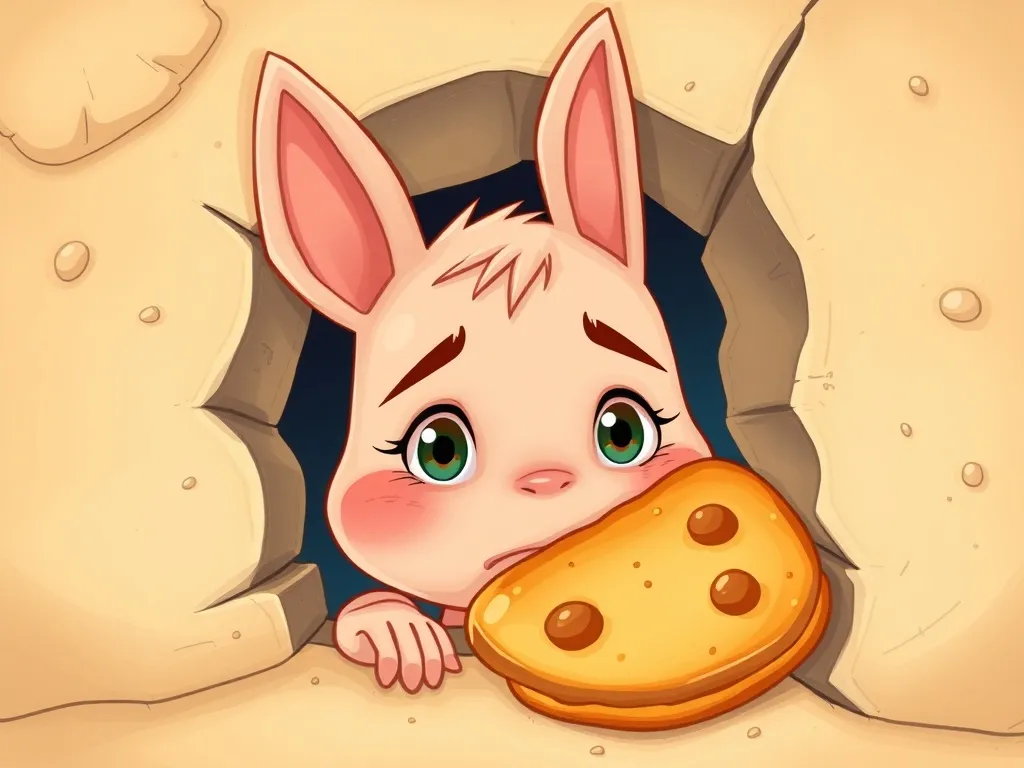 Biscuit's Mystery Friend - Pip's nervous face peeking through crack meeting Biscuit's eyes