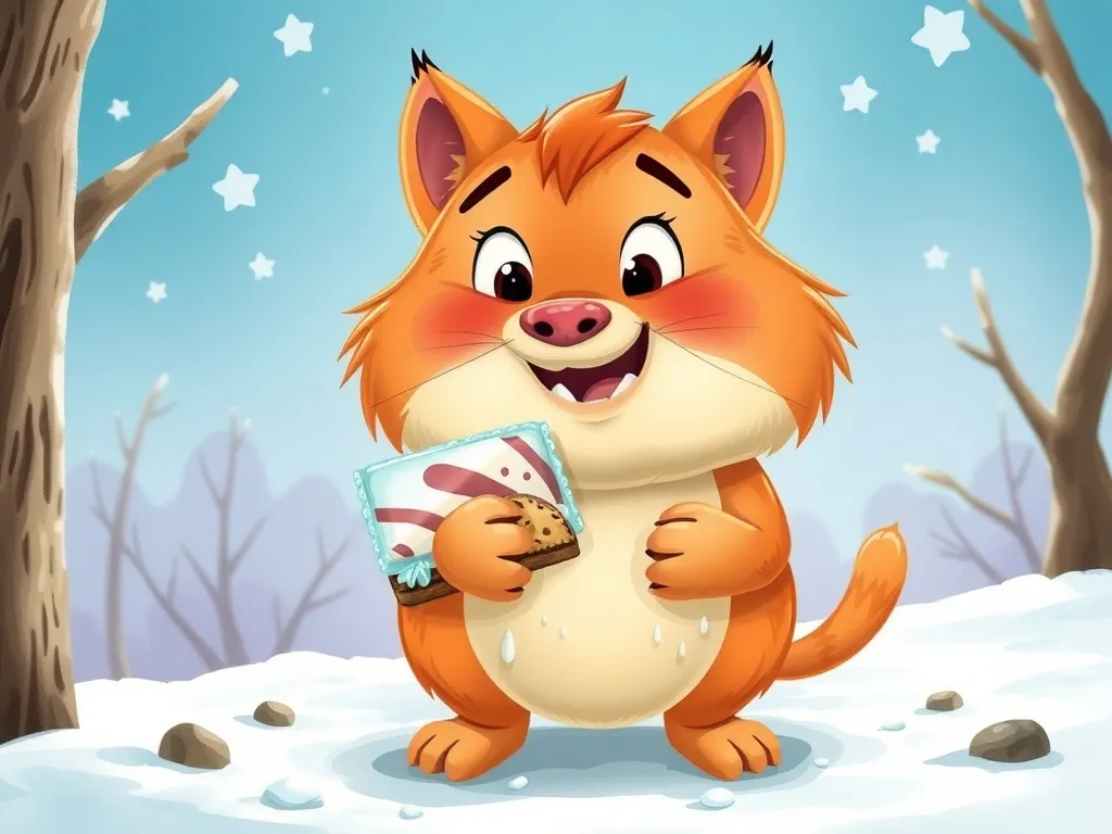 Biscuit's Mystery Friend - Pip frozen with stolen treat as Biscuit growls