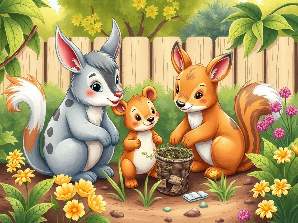 Bruno's Garden Party Adventure - Animal friends working together in garden