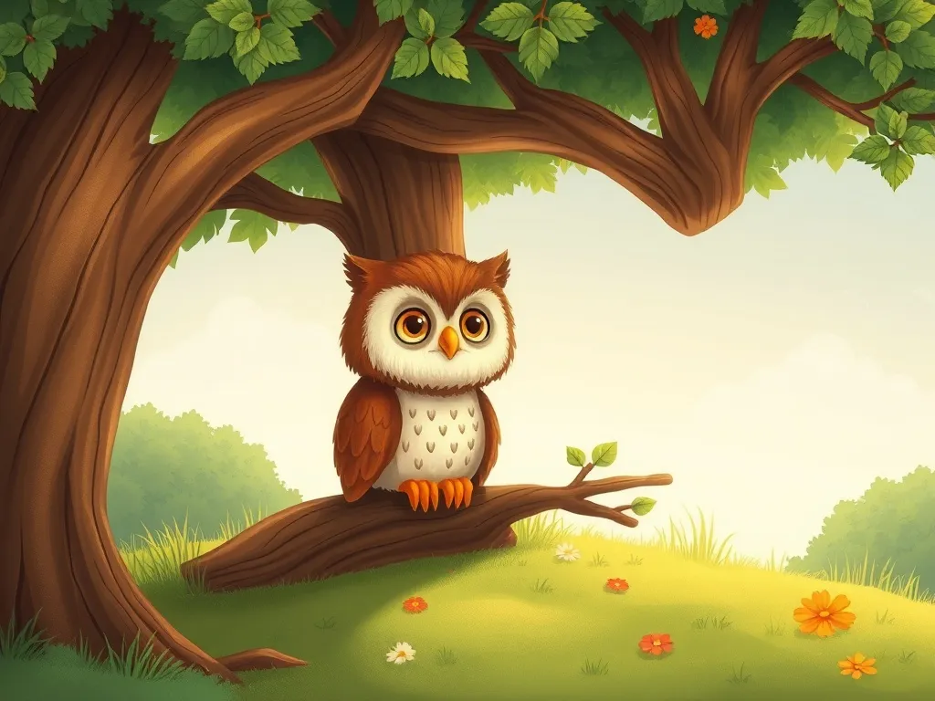 Buddy and the Mysterious Whistler - Buddy sitting calmly under owl's tree