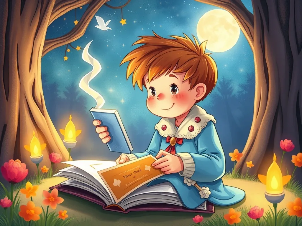Buddy's Library Promise: A Tale of Friendship and Discovery - Buddy discovering card in magical fairy tale book