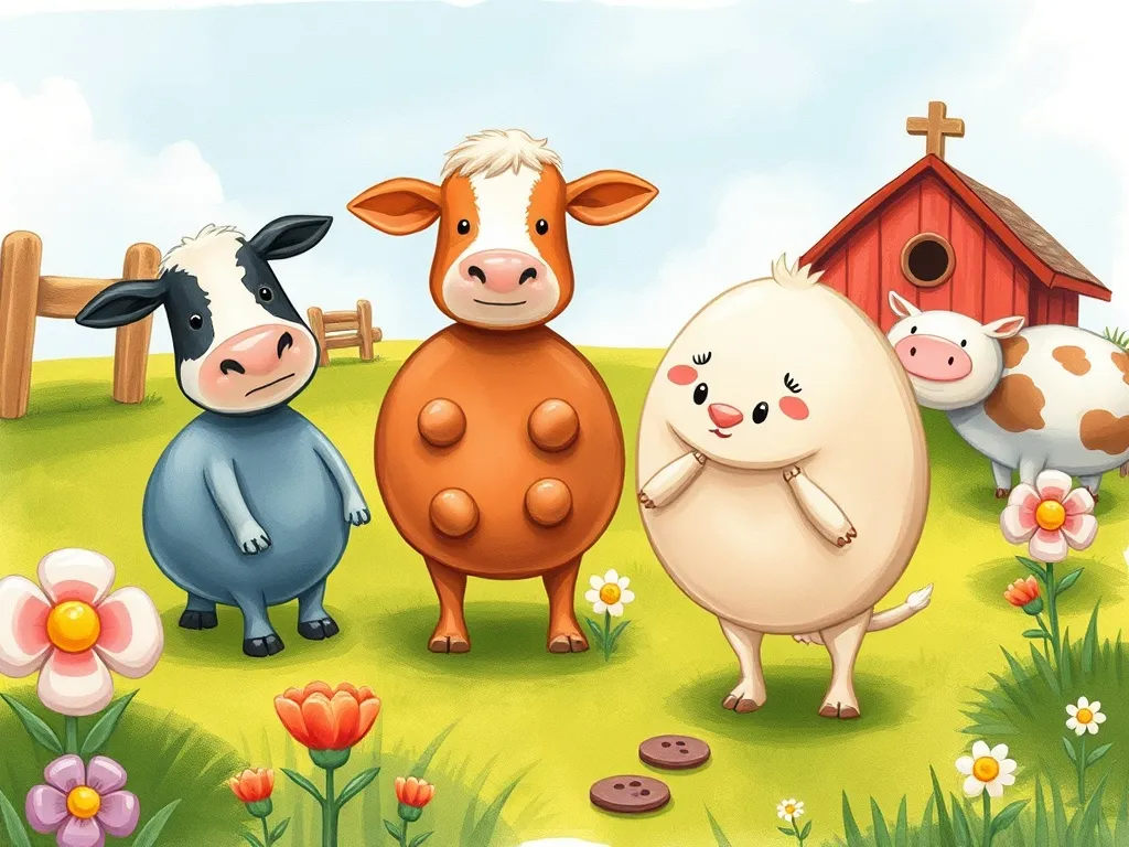 Buttons and the Big Share Adventure - Buttons turning away from disappointed farm friends