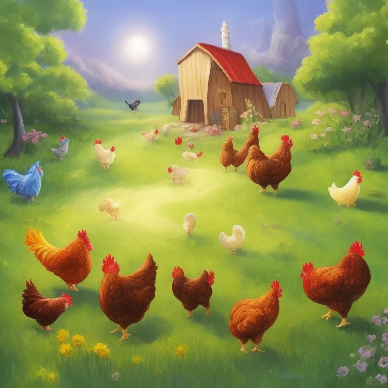 Illustration: Feeding the Chickens Healthy Food