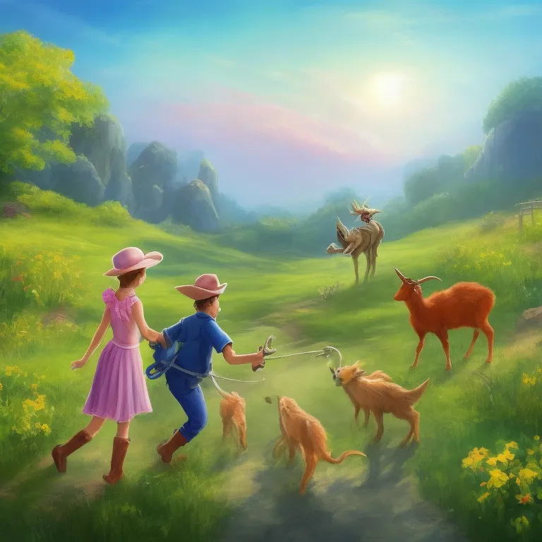Illustration: Cowgirl and Billy Goat Boy Reach the Taller Fence