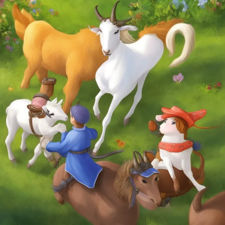 Illustration: Cowgirl and Billy Goat Boy Together