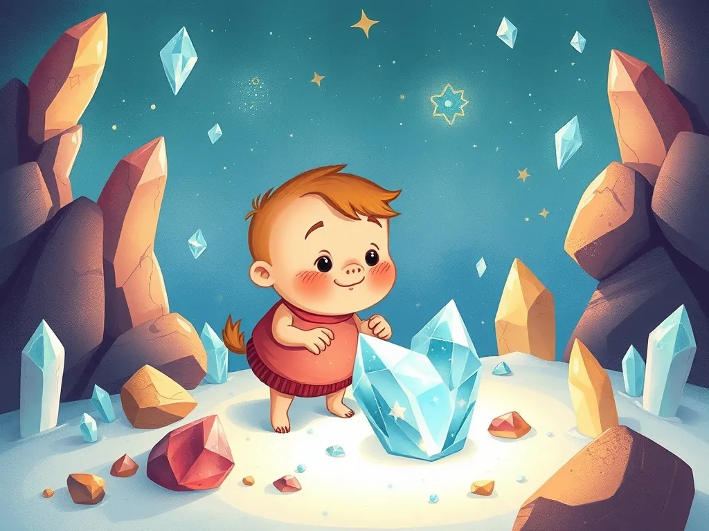 Crystal's Symphony of Light - Pip discovering Crystal amid silent, dim crystals
