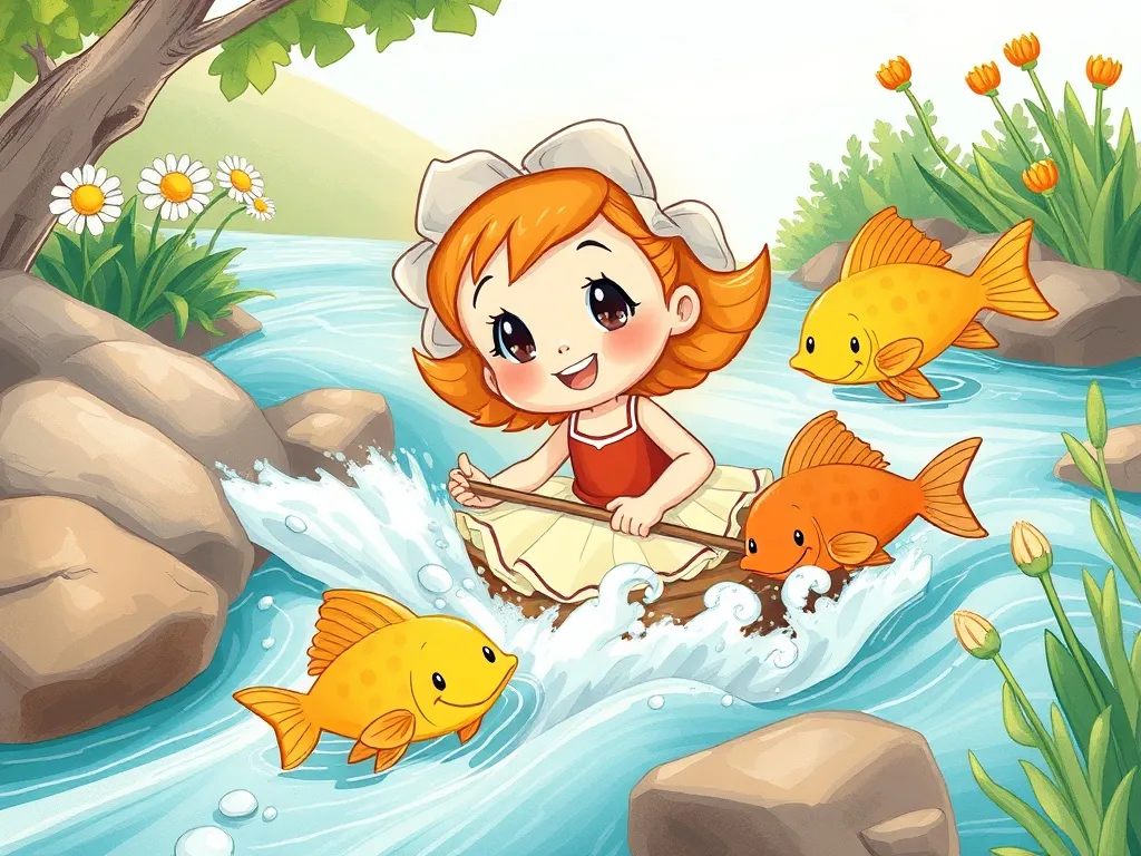 Daisy Duck's Grand Stream Adventure - Daisy learning to navigate rapids with fish friends