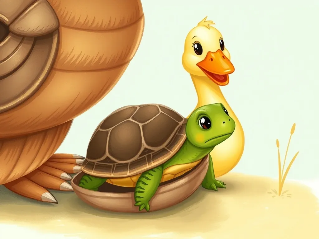 Daisy Duck's Playground Promise - Small turtle partially hidden in shell beside supportive duck