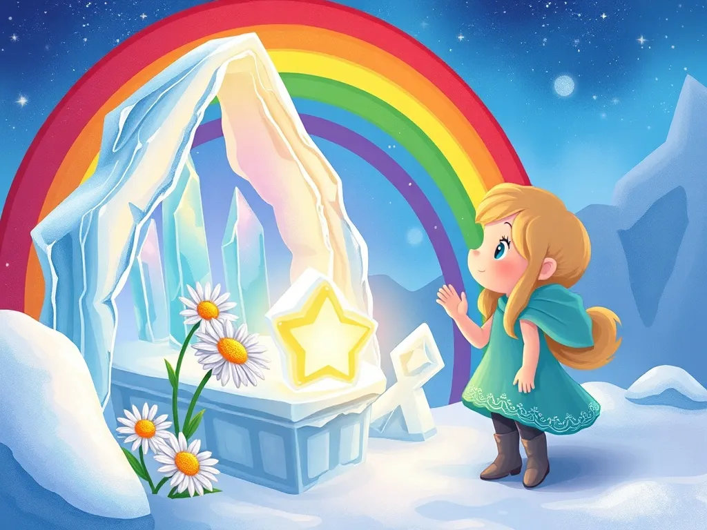Daisy's Rainbow Bridge Adventure - Daisy and Crystal admiring rainbow ice sculptures