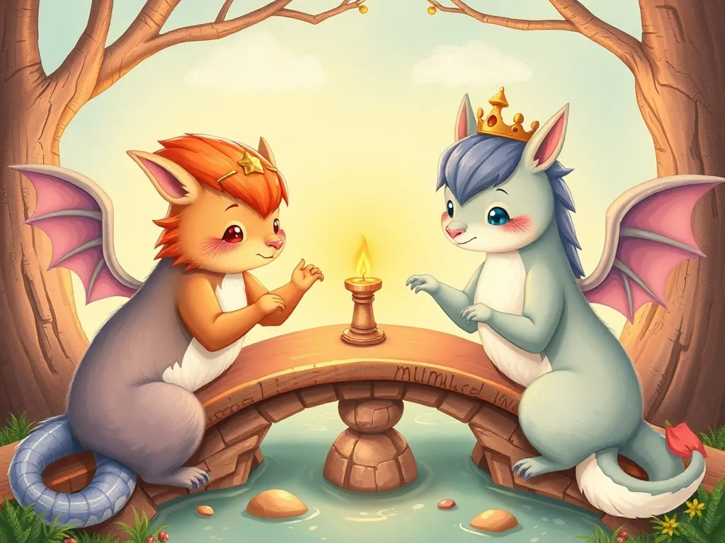 Daisy's Rainbow Bridge Adventure - Magical creatures playing bridge games together
