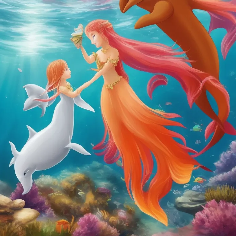 Illustration: Daphne and the Dolphin Near the Cove