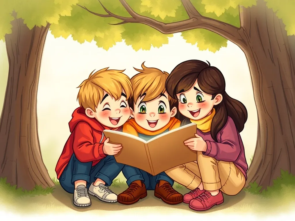 Ellie's Excellent Mix-Up Mystery - Three friends huddled close planning their grand scheme
