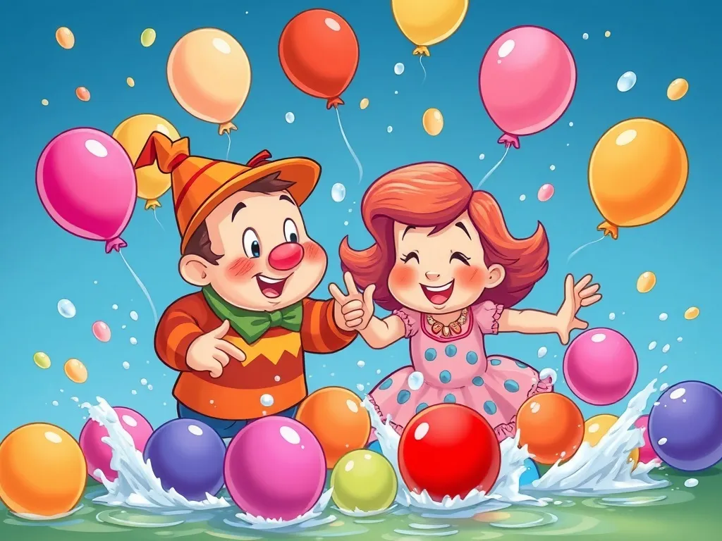 Elmer's Excellent Memory Trick - Elmer and Stella crashing into water balloons and getting drenched