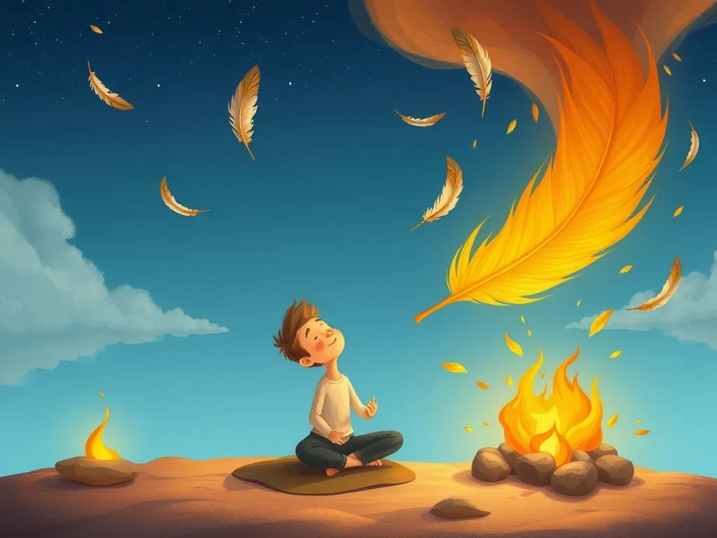 Ember&#x27;s Garden of Friendship - Ember practicing breathing with floating feathers