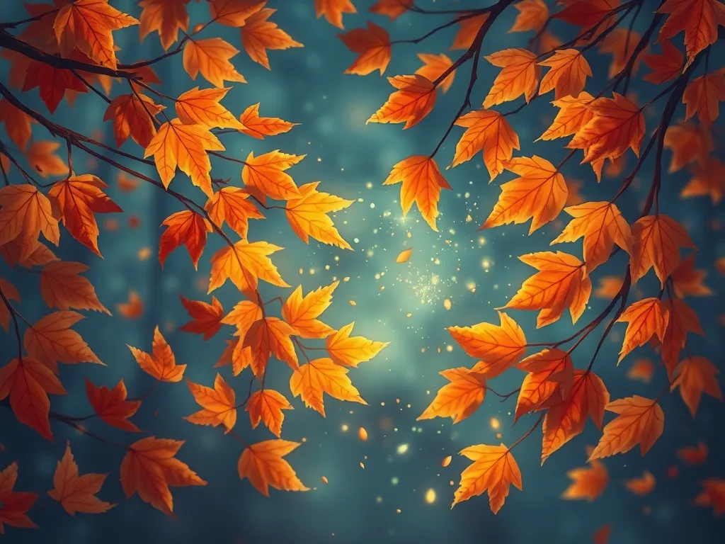 Emma and the Whispering Woods - Mysterious shimmer floating through autumn leaves