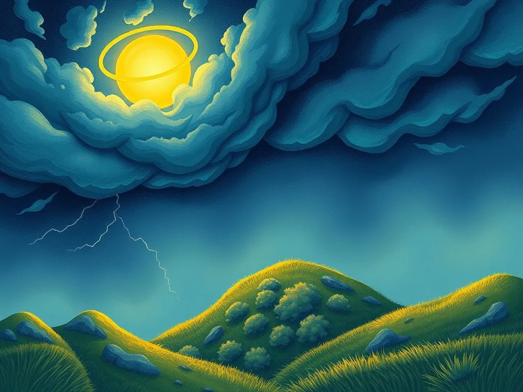 Emma and the Whispering Woods - Storm scene with protective light dome