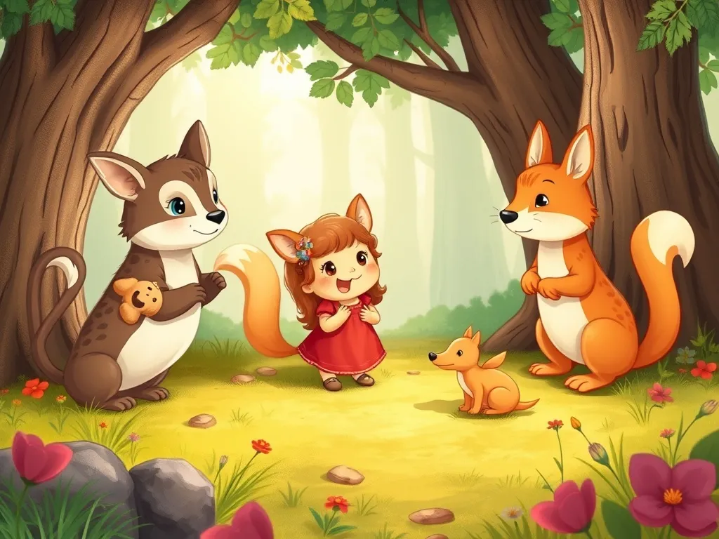 Emma's Butterfly Bridge - Woodland creatures offering help to Emma