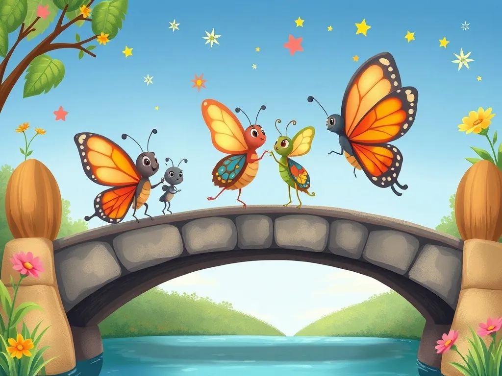 Emma's Butterfly Bridge - Butterfly family celebrating on new bridge