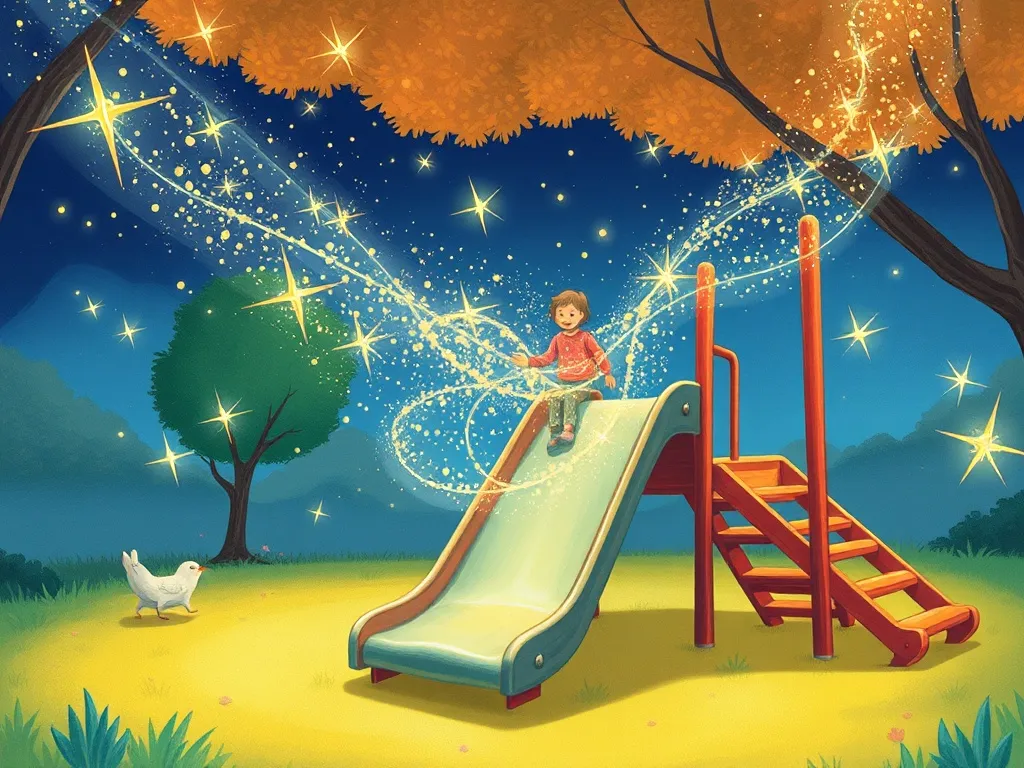 Emma's Rainbow River Adventure - Mysterious sparkles dancing around playground slide