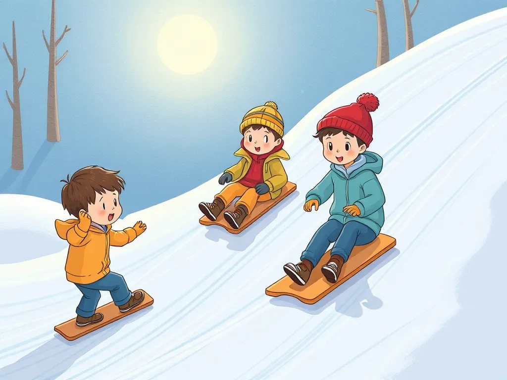 Emma's Rainbow River Adventure - Children testing various sliding techniques