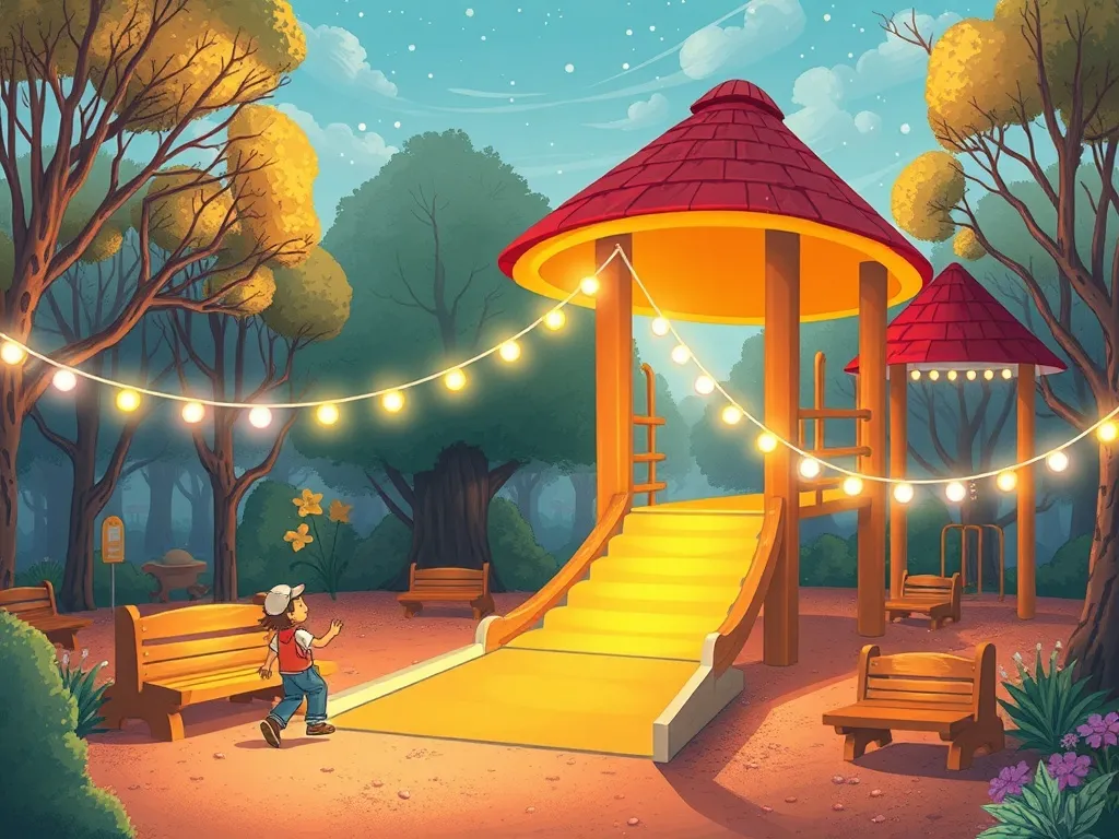 Emma's Rainbow River Adventure - Playground glowing with flowing light bridges