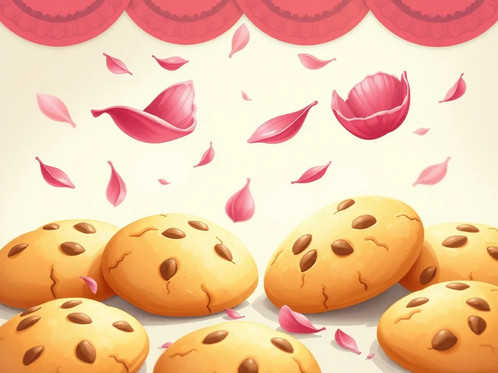 Finn's Petal-Perfect Questions - Petals landing softly on fresh-baked cookies