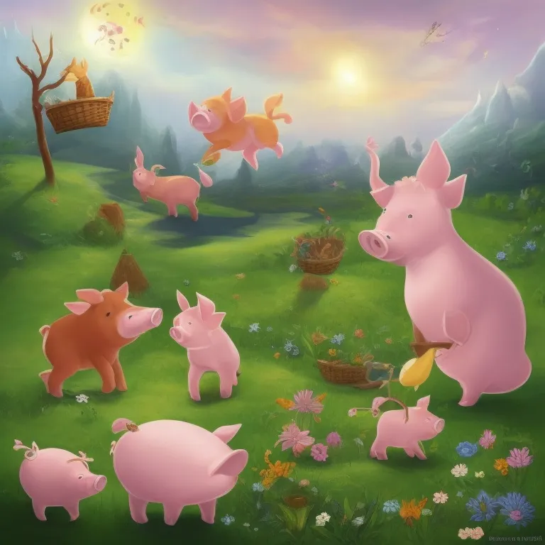 Illustration: Animals Pass Harvest Baskets in a Line
