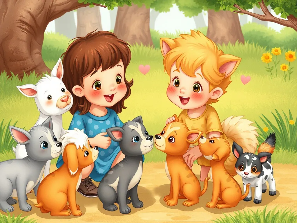 Hopscotch and Dewdrop: The Twin Rabbits' Garden Adventure - Twins teaching different groups of young animals