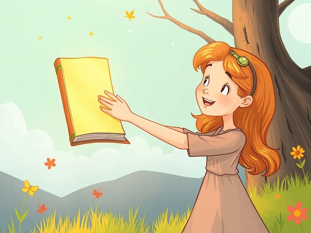Hopscotch Hearts: A Playground Tale - Sarah reaching for her floating notebook