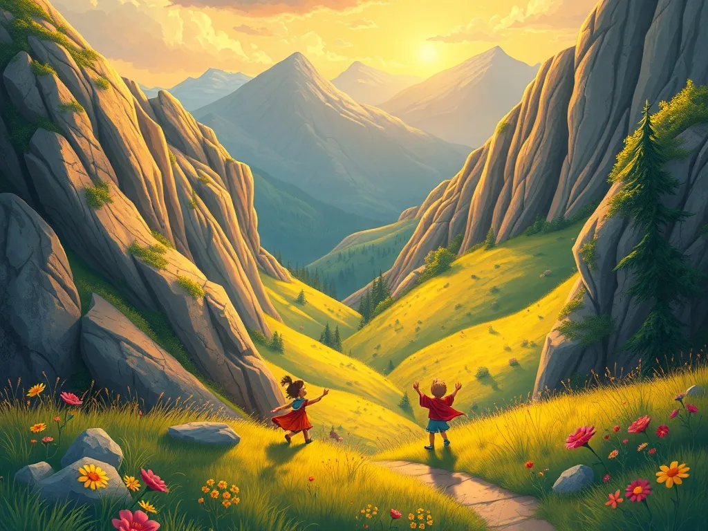 Hopscotch's Heart: A Tale of Three Friendships - Valley glowing with friendship and joy
