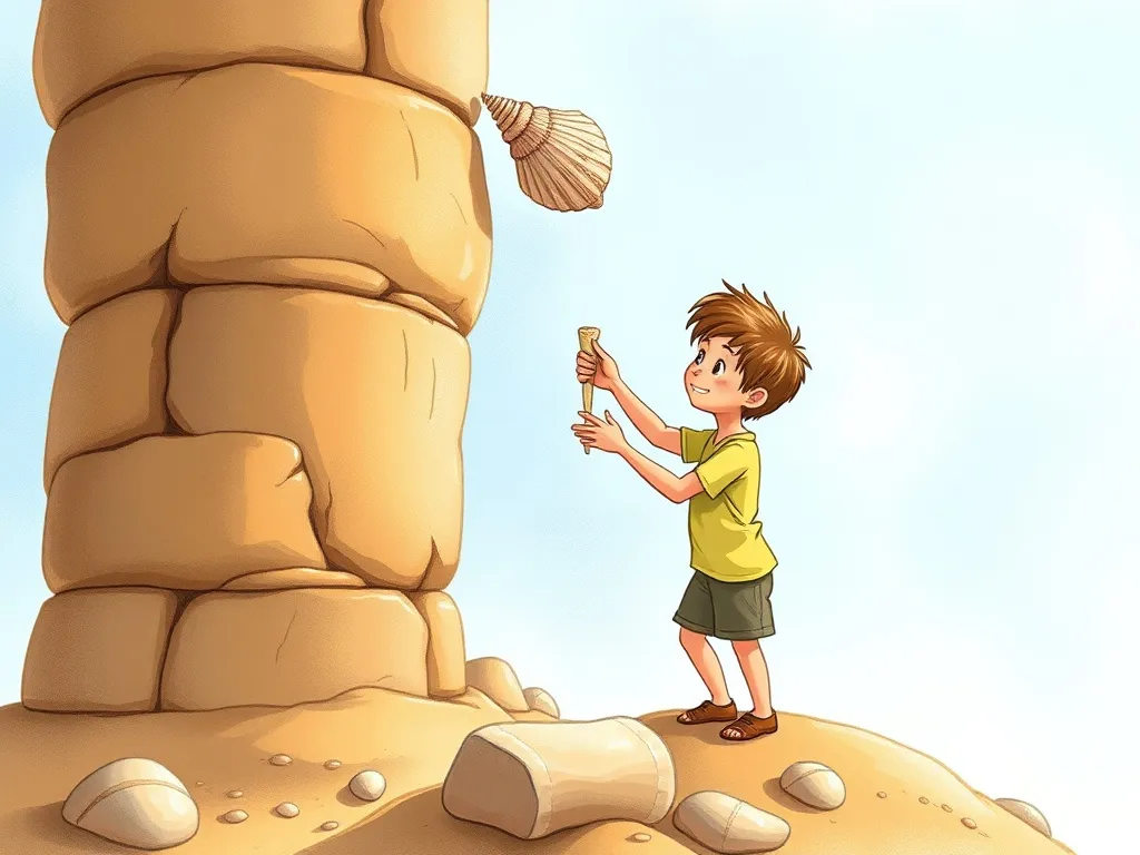 Jake and the Whisper of Waves - Two boys carefully placing shell on tall tower