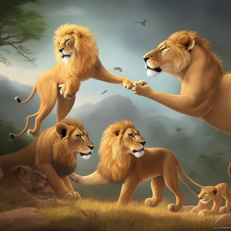 Illustration: Leo guiding the lions calmly
