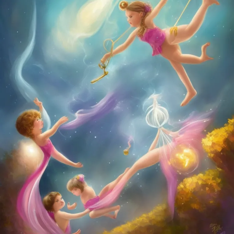 Illustration: The crew checking aerial silks after the wind changes