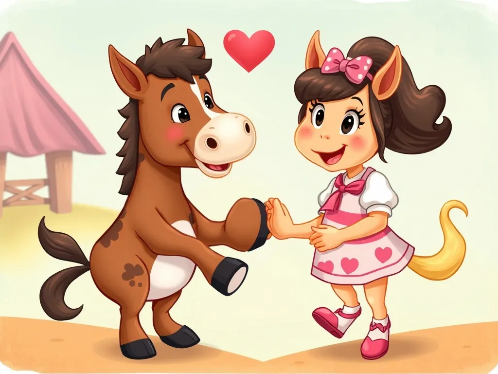 Lorenzo Llama's Topsy-Turvy Trouble - Lorenzo and Rosie shaking hooves with genuine smiles