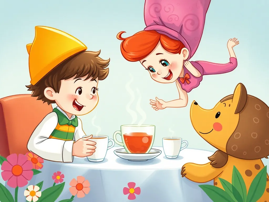 Lorenzo Llama's Upside-Down Rescue - Lorenzo and Beatrice sharing upside-down tea with new friends