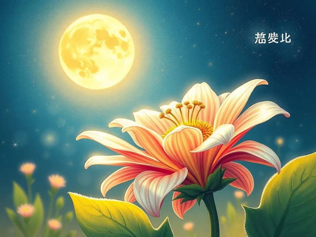 Luna's Forgotten Promise - Great Moonflower blazing with silver light