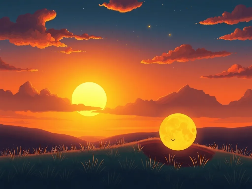 Luna's Helping Heart - Luna sitting peacefully under the sunset sky