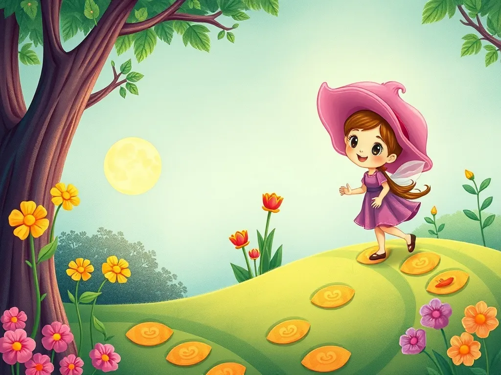 Luna's Dancing Garden - Luna and Bloom working together, creating curved garden paths