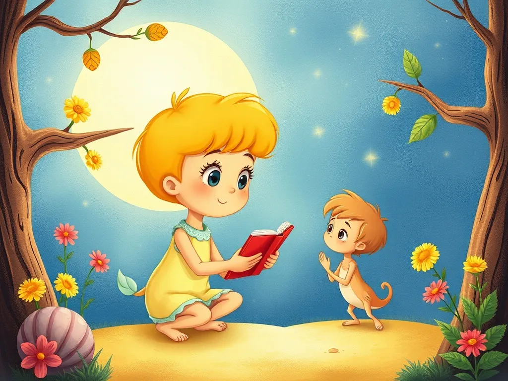 Luna's Question Quest: A Moonlit Fairy Tale - Luna practicing questions with Sage