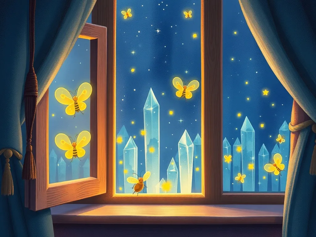 Luna's Sharing Summer - Fireflies peering through window at crystal light show