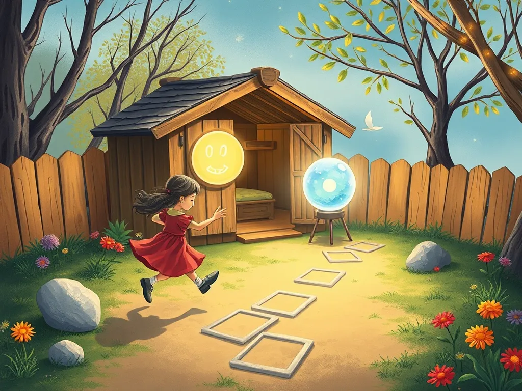 Luna's Sharing Summer - Hopscotch in glowing shed with crystal ball
