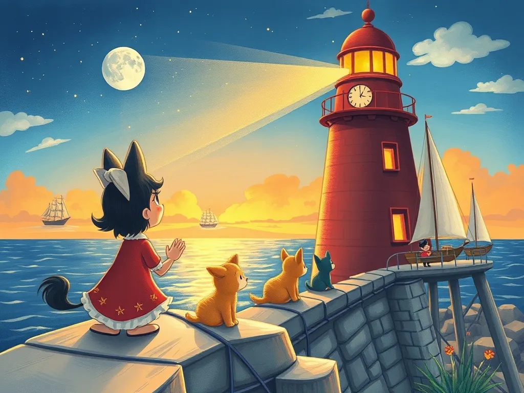 Luna's Sharing Summer - Luna and friends watching ships from lighthouse