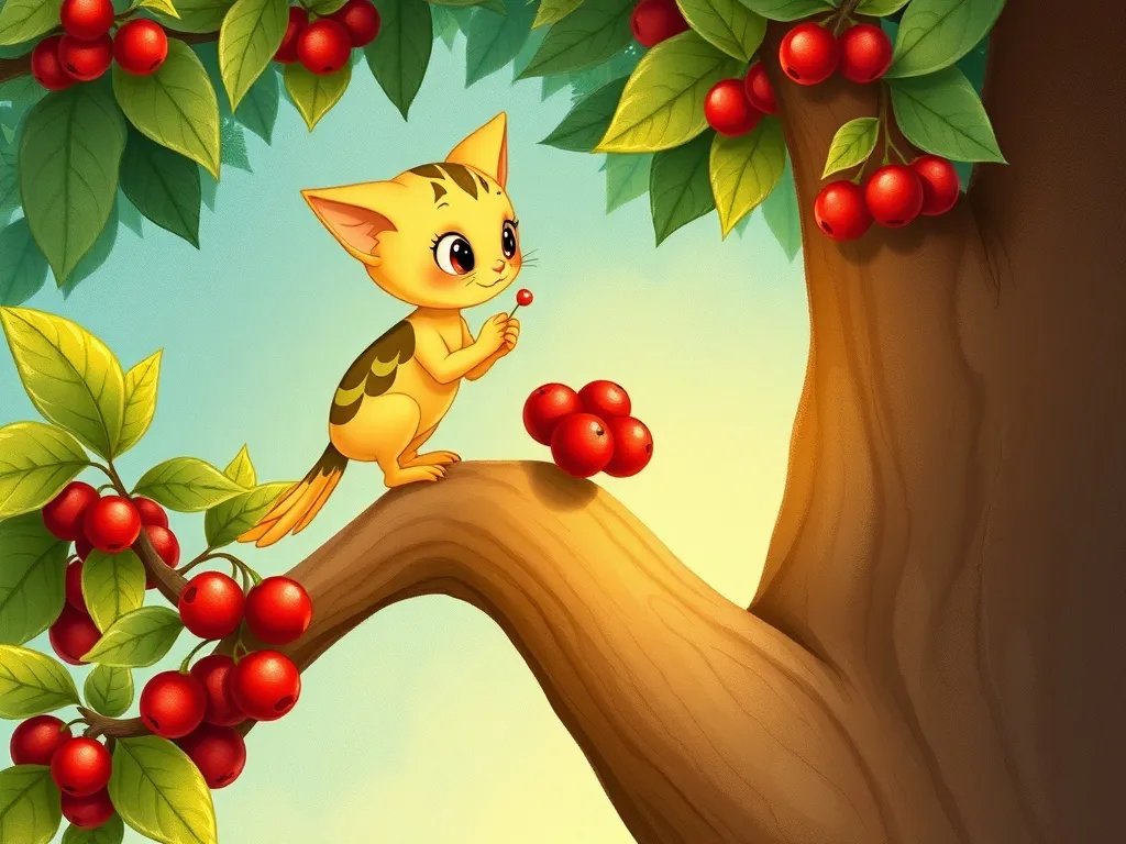 Luna's Tall Tree Friend: A Valley Giants Tale - Luna perched on Oliver's palm, examining treetop berries together